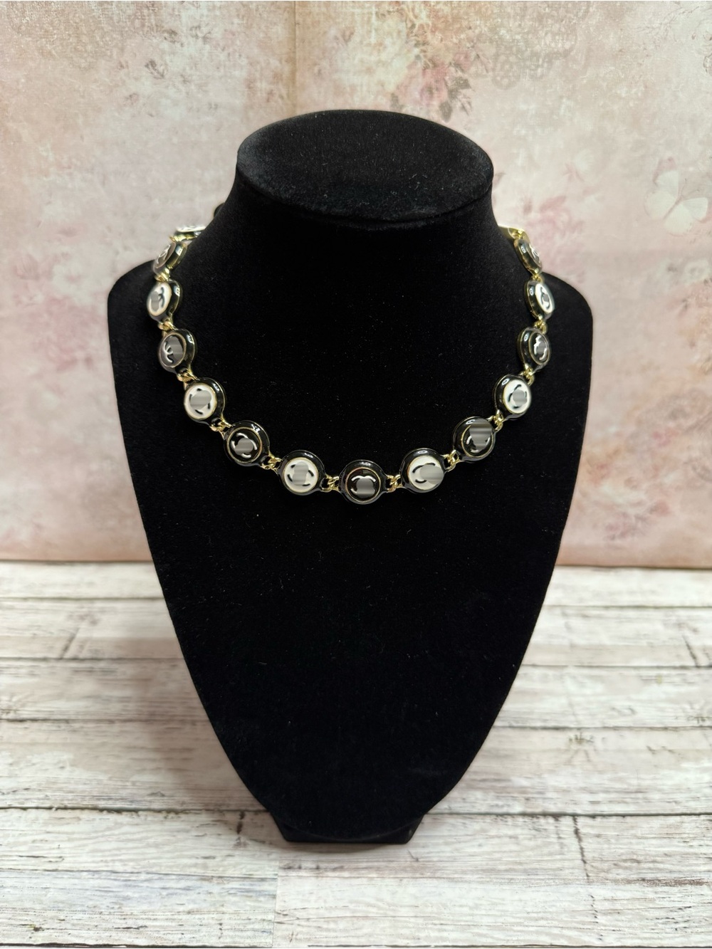 Fashion monogram emblem necklace